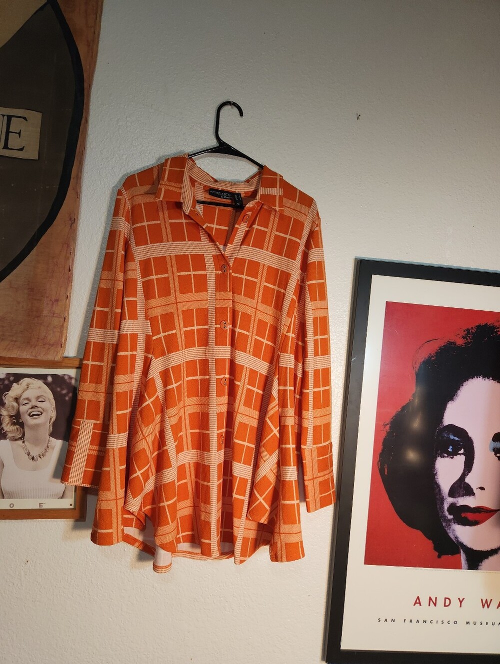 Attitudes By Renee Orange Plaid Button-Front Shirt Jacket
